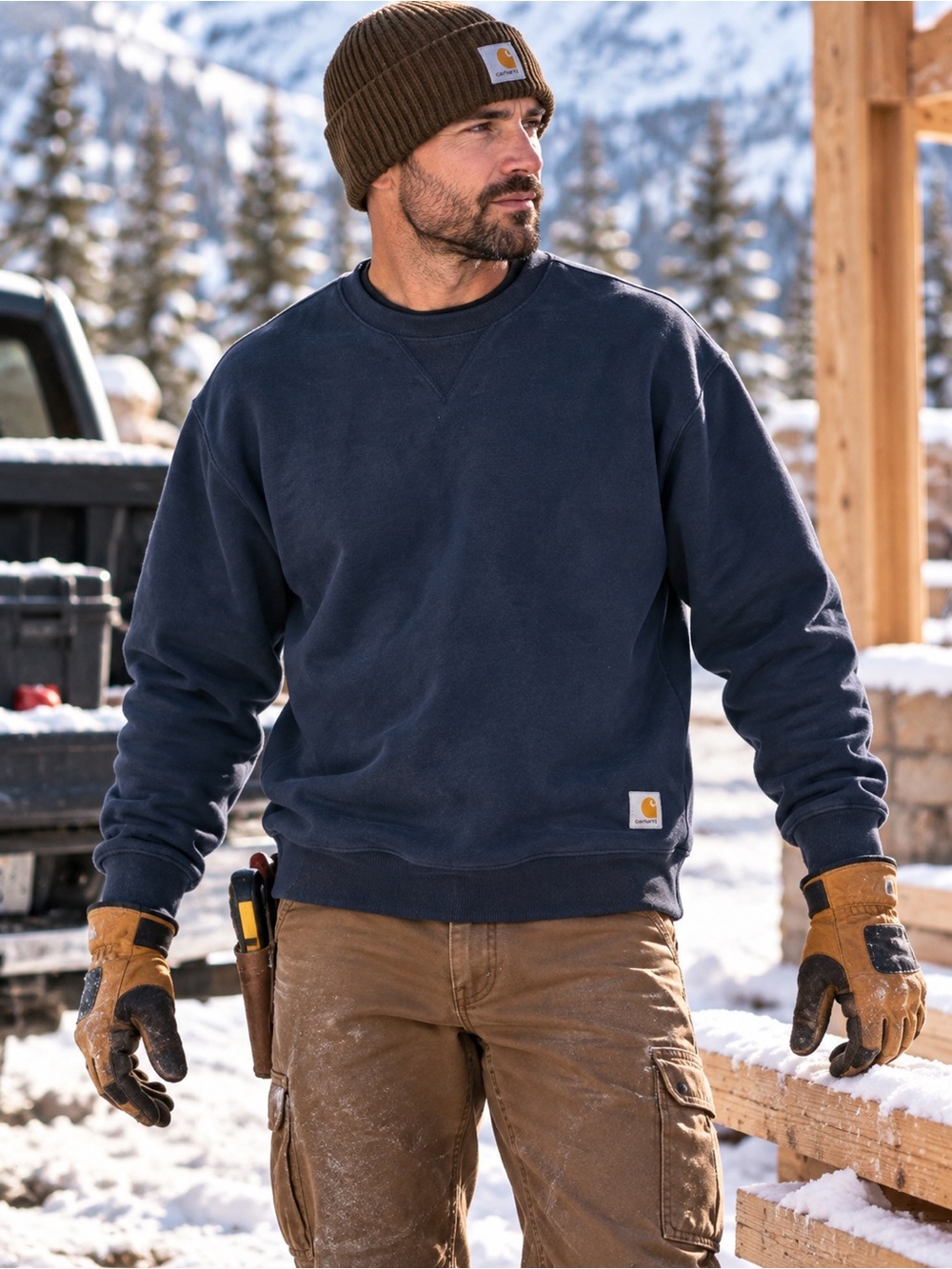CARHARTT MEN'S XL TALL LOOSE FIT CREWNECK SWEATSHIRT - NAVY